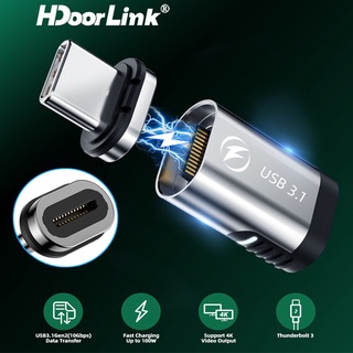 Hdoorlink 4K HD ฮับซิงค์ข้อมูล 10Gbs USB C 3.1 ตัวแปลง PD 100W ชาร์จเร็ว Type-C 24-Pin อะแดปเตอร์แม่เหล็ก