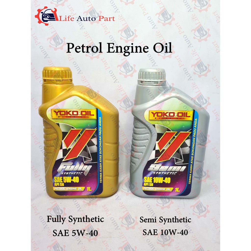 YOKO น้ํามันเครื่อง 1L สังเคราะห์แท้ 5W-40/กึ่งสังเคราะห์ 10W-40 สําหรับน้ํามันเครื่องยนต์เบนซินด้าน