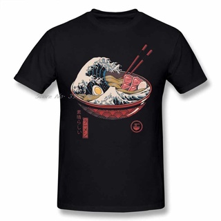 เสื้อยืดผ้าฝ้ายพิมพ์ลายขายดี เสื้อยืดแขนสั้น ผ้าฝ้าย พิมพ์ลายกราฟฟิค Great Ramen Wave สไตล์ญี่ปุ่น วินเทจ แฟชั่นฤดูร้อน