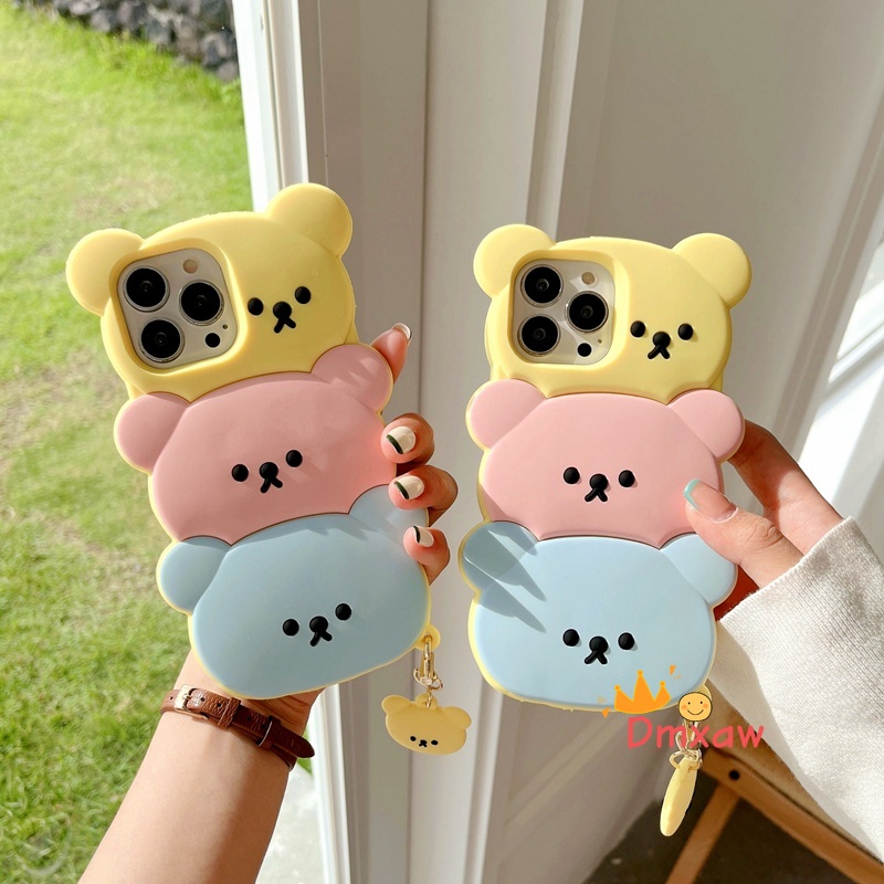เคสโทรศัพท์มือถือ แบบนิ่ม ลายการ์ตูนหมีน่ารัก สีแคนดี้ สําหรับ iPhone 13 Pro Max 12 11 Pro Max X XR XS Max 8 7 6 6s Plus SE 2020