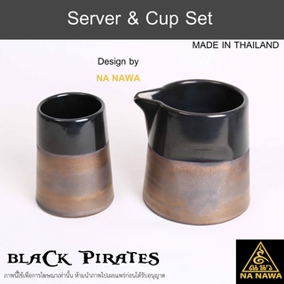 NA NAWA Ceramic Coffee Server &amp; Cup T371, T372-BLACK PIRATES