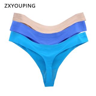 Seamless Sexy Thong Women Solid Color Ice Silk Panties Low-Waist G-String M-XL T-Back Female Underwear