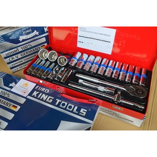 EURO KING TOOLS ชุดบล็อก ลูกบล็อกยาว 24 ชิ้น 1/2" (4 หุน) แท้ 100% 12 เหลี่ยม