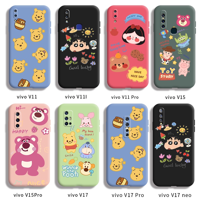 เคสสำหรับ vivo V11 V11I V11 Pro V15 V15Pro V17 V17 Pro V17 neo เคสปลอกที่มีการ์ตูนประกบดิสนีย์กันกระแทกนุ่มบางกลับปกซิลิโคนเหลวแบบกล้องเต็มเลนส์ป้องกันกรณี