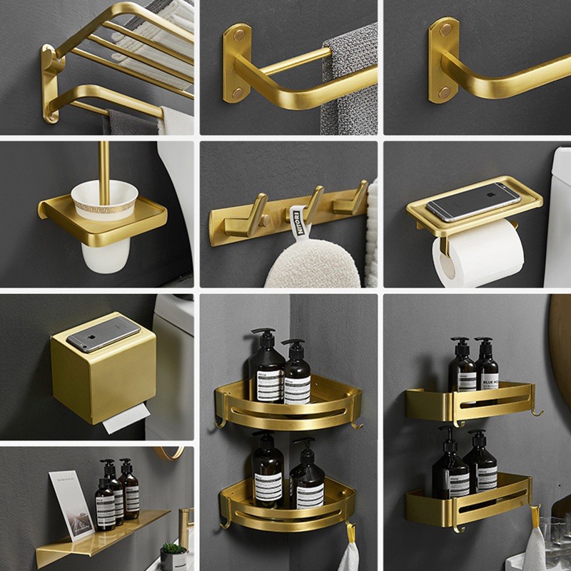 Vimi อุปกรณ ์ ห ้ องน ้ ํา Organizer Luxury Gold Towel Rack Tissue Holder Toilet Organizer Rack Set Restroom Organizer