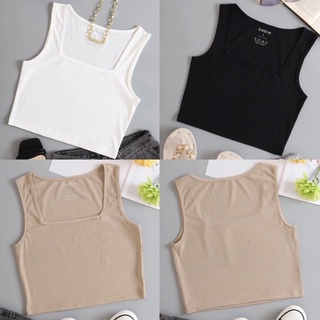 เสื้อกล้าม ผ้าร่อง คอเหลี่ยม คอปาดเรียบ XS,S,M,L ขาว ดำ น้ำตาล แบรนด์ SHEIN แท้ พร้อมส่ง🔥