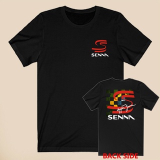 [S-5XL]เสื้อยืด พิมพ์ลายสัญลักษณ์ Ayrton Senna Racing Legend สีดํา สําหรับผู้ชาย