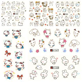 สติกเกอร์ติดเล็บ สติกเกอร์แต่งเล็บ แทททูติดเล็บ แบบลอกลายน้ำ ลายการ์ตูน