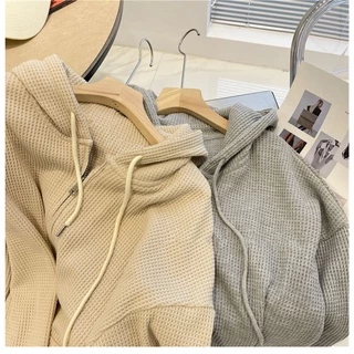 NINGFASHION เสื้อคลุมกันหนาวเเขนยาวมีฮู้ด ผู้หญิง เสื้อคลุมสีพื้น ผ้าไม่หนามาก รุ่นW9809