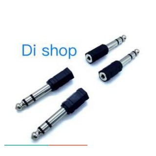 Di shop Audio ตัวแปลงปลั๊กไมค์เป็นแจ็คTRแพ็ค4ตัว3.5mm Stereo Jack To 1/4" Stereo Plug Adapter - silver/black