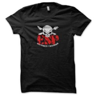 Esp เสื้อยืด พิมพ์ลายโลโก้กีตาร์ สีดํา ทุกขนาดS-5XL