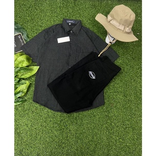 เสื้อเชิ้ตเสื้อสก้อตชุดเชทพร้อมกางเกงผ้า CTใส่ไม่ร้อน พร้อมกางเกงขากระบอก
