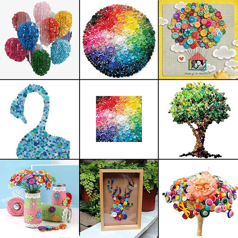 500 Pcs Wooden Round Craft ButtonsMixed Color Buttons for Crafts yAem ...