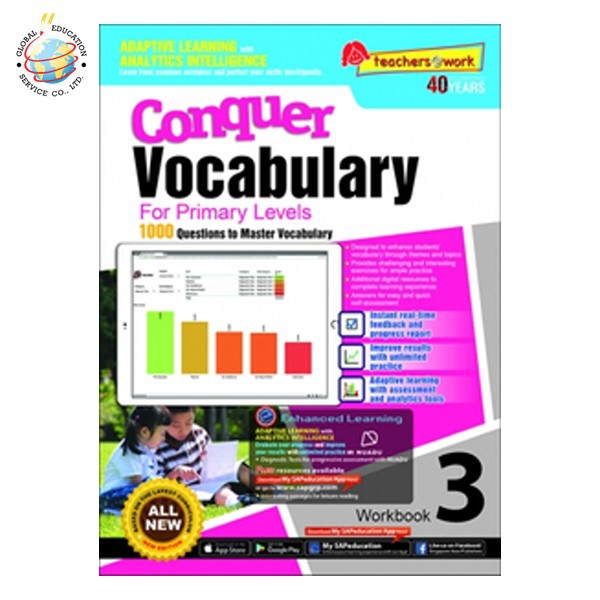 Global Education หนังสิอแบบทดสอบคำศัพท์ ป.3 Conquer Vocabulary For Primary Levels Workbook 3