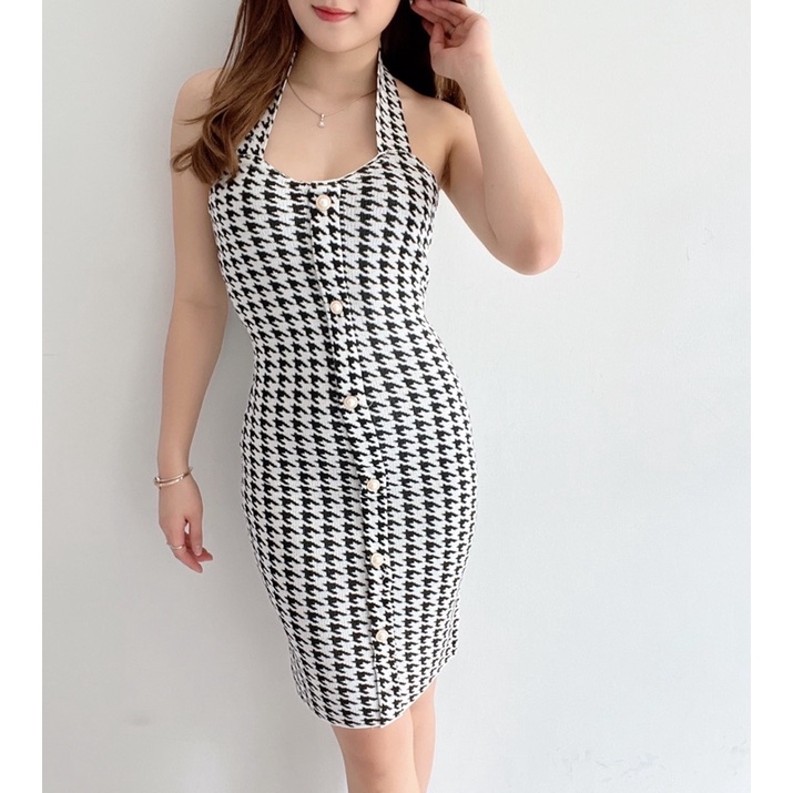 HERFIT มินิเดรส mijoo พร้อม houndstooth motif / 9073 / เข้ารูปพอดีตัว