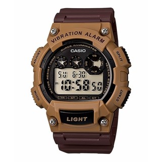 Casio Standard นาฬิกาข้อมือผู้ชาย สีดำ/น้ำตาล สายเรซิ่น รุ่น W-735H-5A