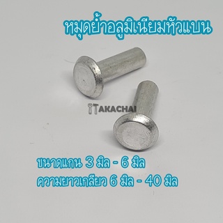 หมุดย้ำอลูมิเนียมหัวแบน รีเวทย้ำ อลูมิเนียมแท้ ขนาด 3mm-6mm