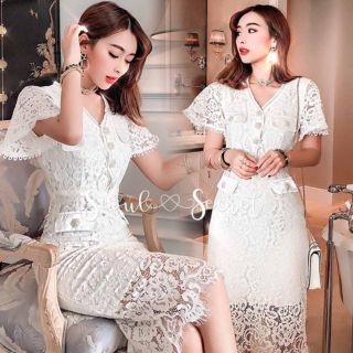 Seoul Secret Say...Dress Lace Chic Chic White Color Bay buttons Korea Style