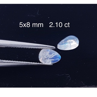 2.10 c tมูนสโตน สายรุ้ง ธรรมชาติ Natural Rainbow Moonstone Pear Shape Loose Gemstone For Fine Jewelry 2pcs