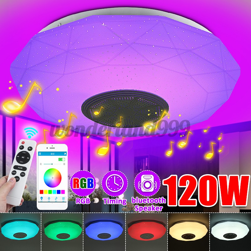 bluetooth WIFI LED Ceiling Light RGB Music Speeker Dimmable Lamp Remote ...