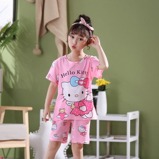 ( ซื้อ2ฟรี1 ) สินค้าพร้อมส่ง ชุดนอนเด็ก hello kitty ผ้านุ่มใส่สบาย