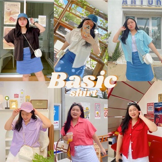 💖Basic Shirt เสื้อเชิ้ตแขนสั้น 7 สี #เสื้อผ้าสาวอวบ Plussize