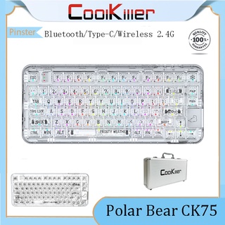 【พร้อมส่ง】Coolkiller Polar Bear CK75 คีย์บอร์ดเล่นเกมไร้สายบลูทูธ รองรับจังหวะเพลง RGB แลกเปลี่ยนได้