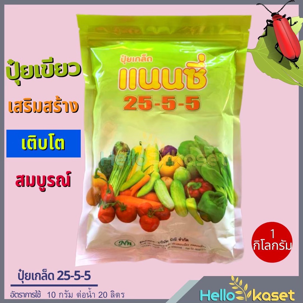 ปุ๋ย25-5-5 แนนซี่ ปุ๋ยเขียว เจริญเติบโต บรรจุ 1 กิโลกรัม เร่งต้น เร่งเขียว ปุ๋ยบำรุงต้น