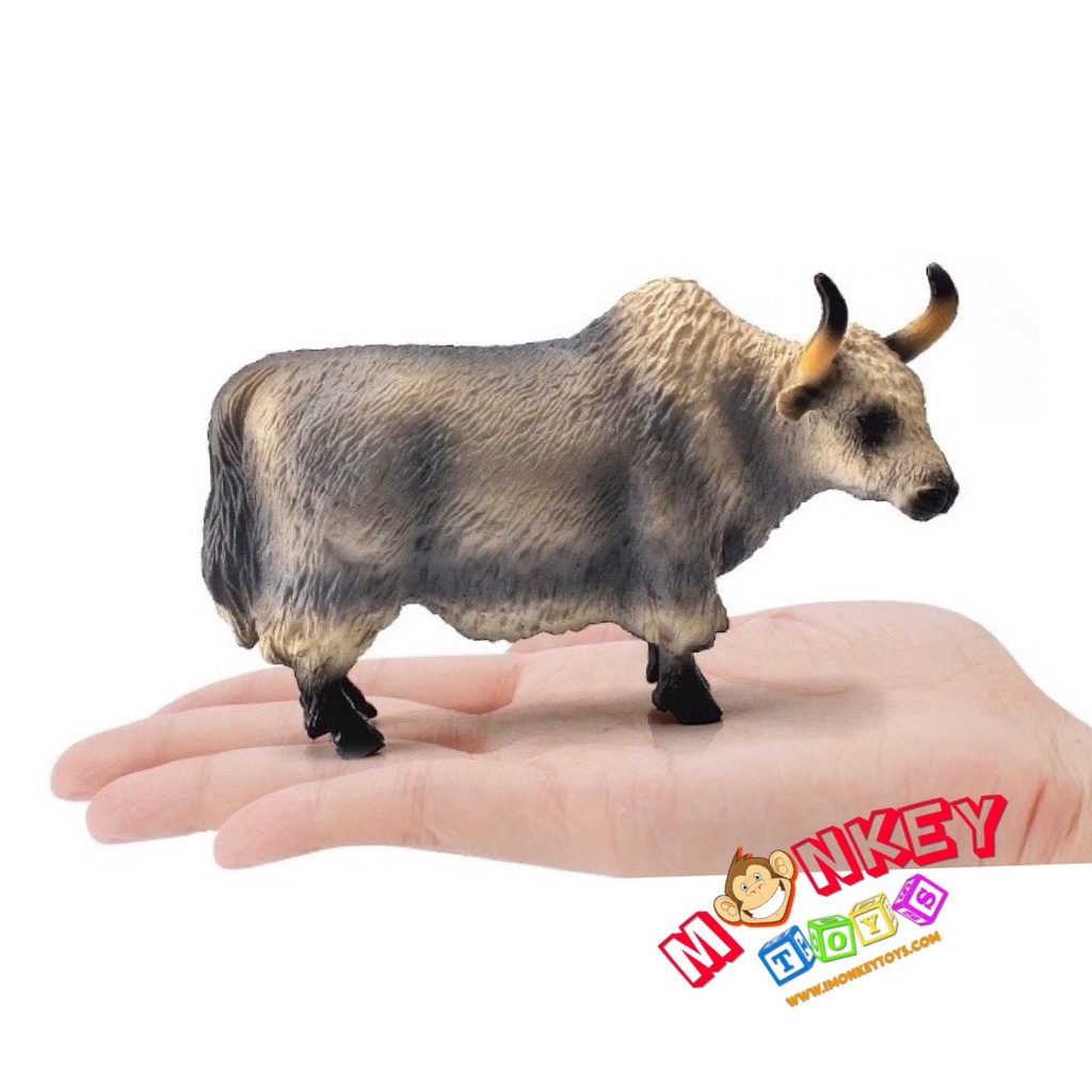 Monkey Toys โมเดลสัตว์ Cow วัว ขน จามรี เทา ขนาด 14.50 CM (จากหาดใหญ่)