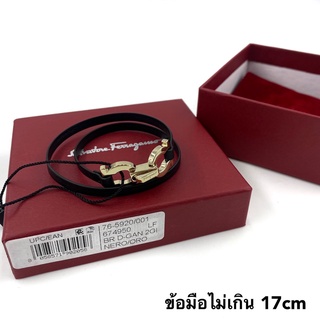 Salvatore Ferragamo bracelet unisex กำไลข้อมือ สร้อยข้อมือ เฟอร์รากาโม สีดำ ใส่ได้ทั้งชาย หญิง ของแท้