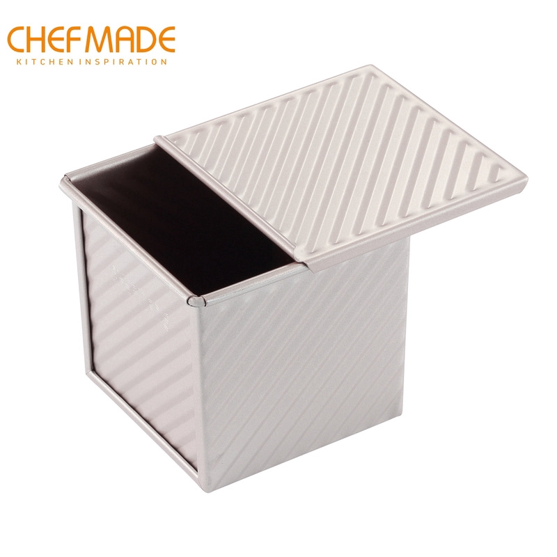 CHEFMADE ที่อบขนมปังแบบมีฝา ไม่ติดแม่พิมพ์,ถาดอบขนมปัง อบขนมปังปอนด์ แบบมีฝาปิด วัสดุเหล็กกล้าคาร์บอน คุณภาพสูง ขนมปังปิ้ง พิมพ์ขนมปัง WK9318