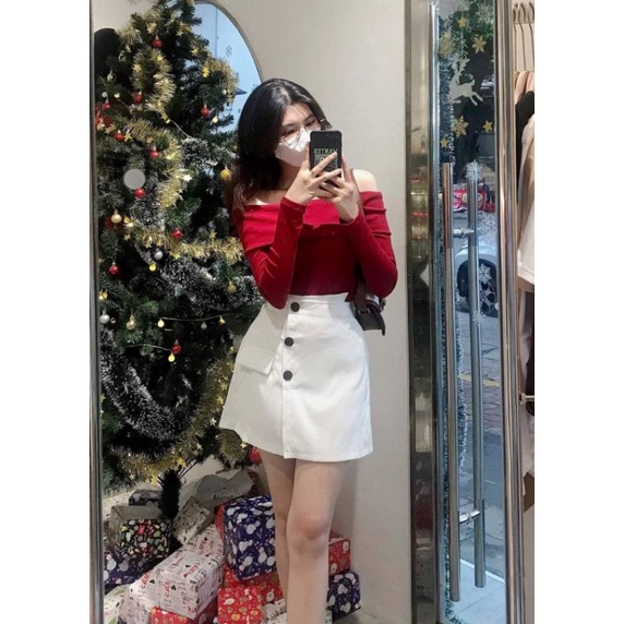 Set SHOULDER BLOUSE WITH VELVET SKIRT ALOHASHOP91