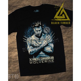 เสื้อยืดผ้าฝ้ายพรีเมี่ยม  40 X mex Wolverine เสื้อยืด สีดำ  Black Timber T-Shirt ผ้าคอตตอน สกรีนลายแน่น