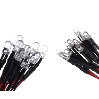 หลอดไฟ LED หัวกลม หร้อมสาย ขนาด 5 มม และ 3 มม สีให้เลือก 5 สี สำหรับรถบังคับวิทยุและอุปกรณ์ต่างๆ