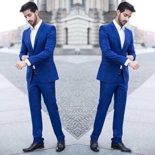 ล่าสุด Coat กางเกงออกแบบงานแต่งงานชุด Royal Blue Man ธุรกิจเสื้อผอมเจ้าบ่าว Tuxedo 2ชิ้น Slim Fit Terno Masculino