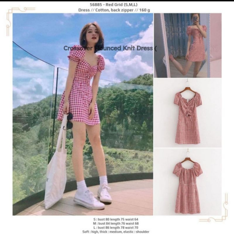 56885 - VINEY Red Grid(S,M) DRESS