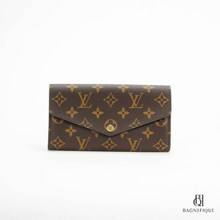 LOUIS VUITTON SARAH WALLET LONG BROWN MONOGRAM CANVAS GHW