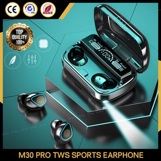 M30 Pro M10 True TWS หูฟังสเตอริโอไร้สายบลูทูธ 5.2 IPX6 กันน้ํา พร้อมไมโครโฟน ฟังก์ชั่นไฟฉาย