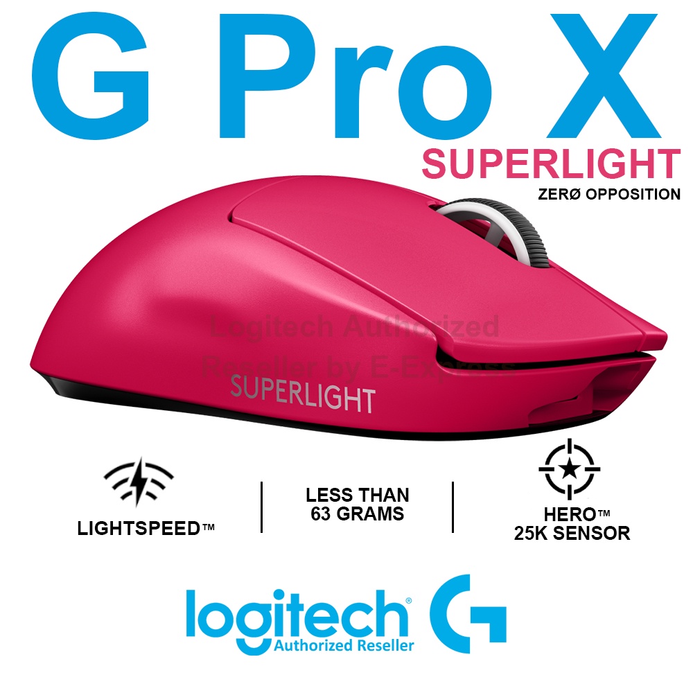 Logitech G PRO X Superlight Gaming Wireless Mouse (Magenta) เม้าส์เล่นเกมไร้สายสีชมพู ของแท้ ประกันศูนย์ 2ปี