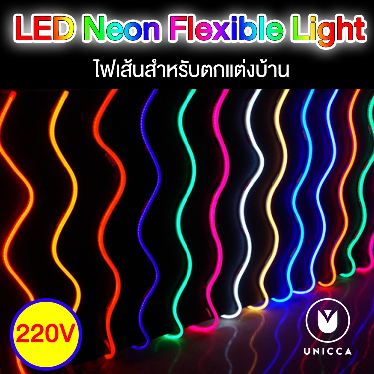 LED Neon Flexible Light 220V ไฟเส้น led กันน้ำกันแดด ดัดได้ตามตัวอักษร แถบไฟนีออน ไฟเส้นแต่งห้อง
