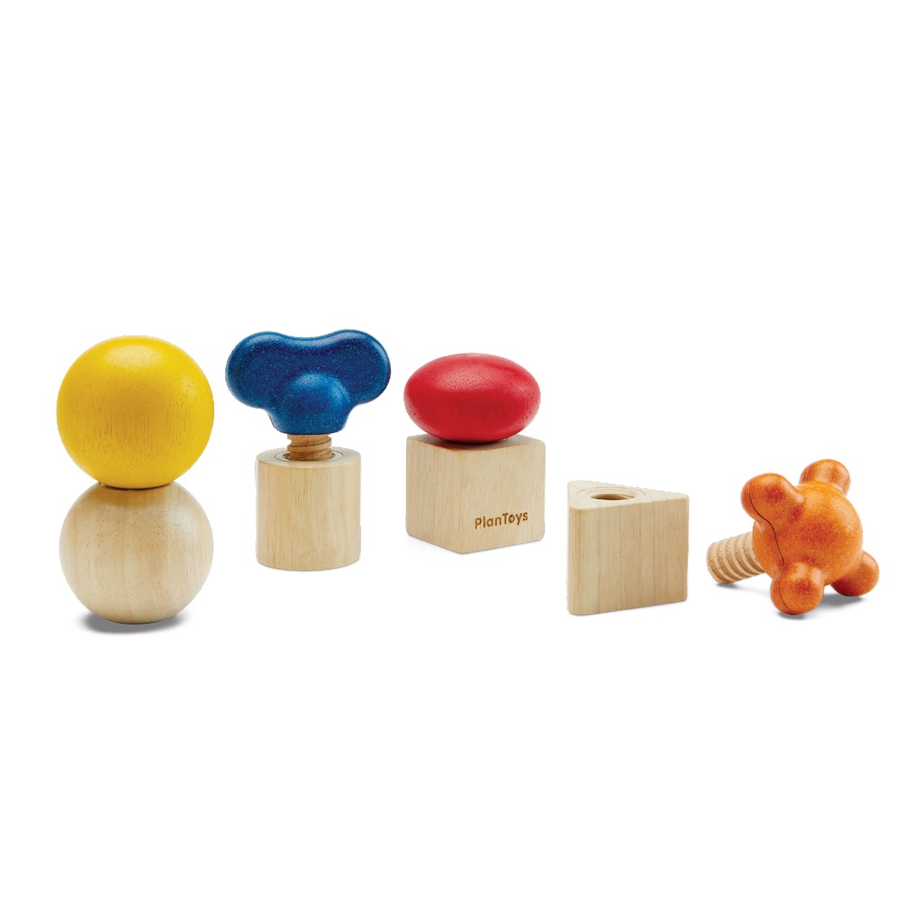PlanToys ของเล่นไม้ 5455 Nuts & Bolts น็อตกับเกลียว เสริมพัฒนาการ สำหรับเด็กอายุ 2 ปี ขึ้นไป