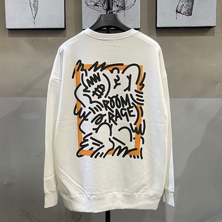 เสื้อกันหนาวแขนยาว คอกลม พิมพ์ลายการ์ตูนอนิเมะ Keith Haring line สําหรับผู้ชาย และผู้หญิง