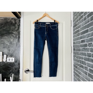 ZARA BASIC Z1975 DENIM กางเกงยีนส์สกินนี่ขายาวหกส่วนเข้ารูปทรงเดฟ