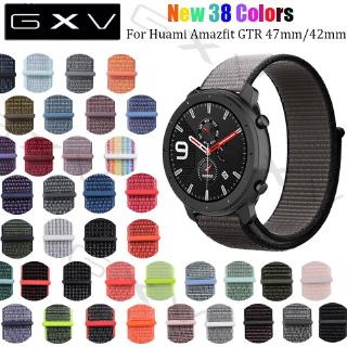 38 สีกีฬาไนล่อนห่วงสายรัดสำหรับ Huami Amazfit GTR 47 มิลลิเมตร / 42 มิลลิเมตรเปลี่ยนไนล่อนวงสายนุ่ม