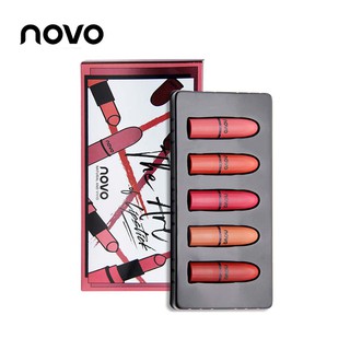 *ส่งจากไทย*(ยกเซต5สี/พร้อมส่ง/ของแท้) โนโว novo limited edition mini lipsticks หัวจรวด เนื้อแมท*1เซต รหัสสินค้า 145086