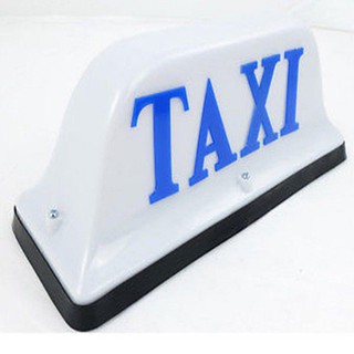 ป้ายไฟหลังคา แท็กซี่ ไฟสัญญาณ TAXI ป้าย สีขาว โลโก้ สีฟ้า