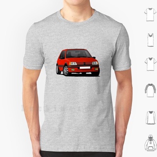 T-shirt  เสื้อยืด ลาย Red Peugeot 205 Gti Cornering Illustration T Cool Tee Peugeot 205 Peugeot 205 Gti 205 Gti Peugeot