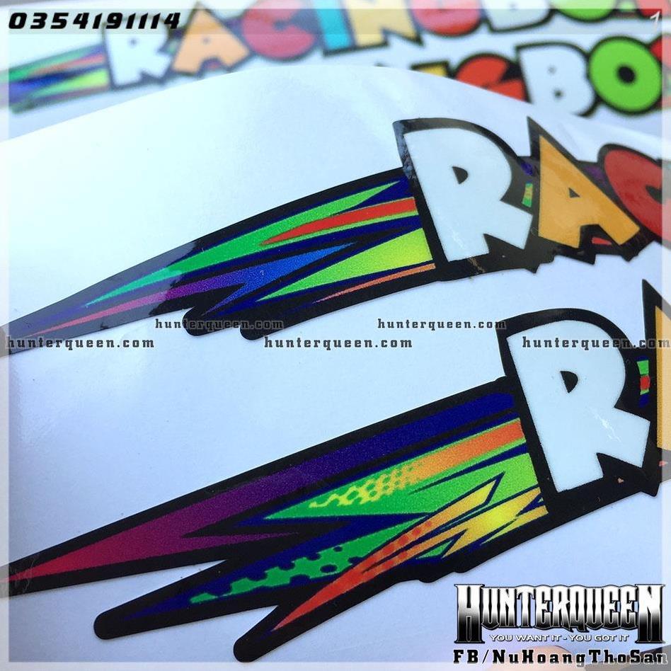 ตัวอักษร RACING BOY สีสันสดใสคู่ สติ๊กเกอร์สติ๊กเกอร์คุณภาพสูง แต่งจักรยาน รถมอเตอร์ไซด์ [29x3.6ซม] 