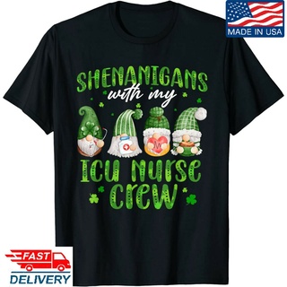 เสื้อยืด ผ้าฝ้าย พิมพ์ลาย Shenanigans With My Icu Nurse Gnomies St Patricks Day น่ารัก สําหรับผู้ชายS-5XL