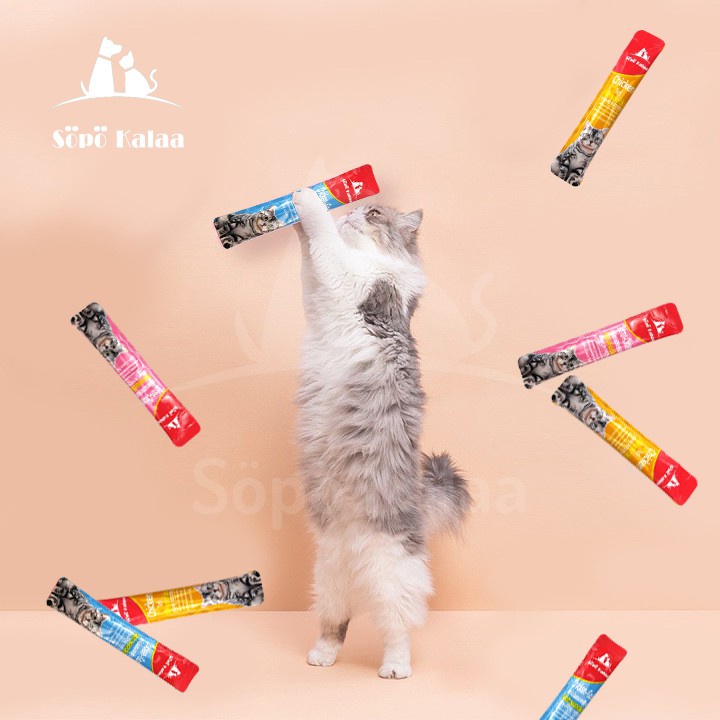 Söpö Kalaa ขนมเเมวเลีย 15g  มีให้เลือก5รส  cat snack stick 15g อาหารแมว cat ขนมแมวเลีย แมวเลีย อาหารแมวเลีย ขนมแมวเลีย